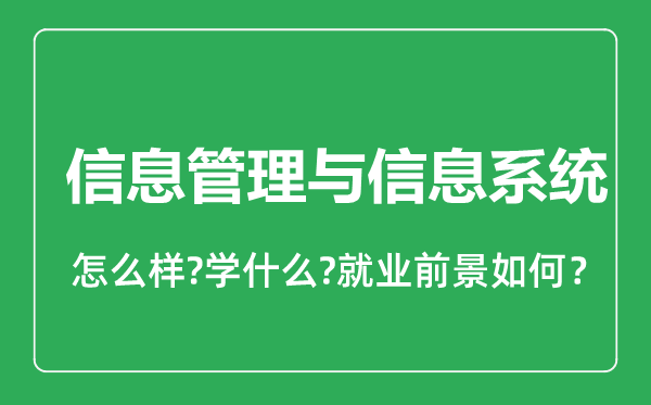 信息管理与信息系统专业怎么样,信息管理与信息系统专业就业方向及前景分析