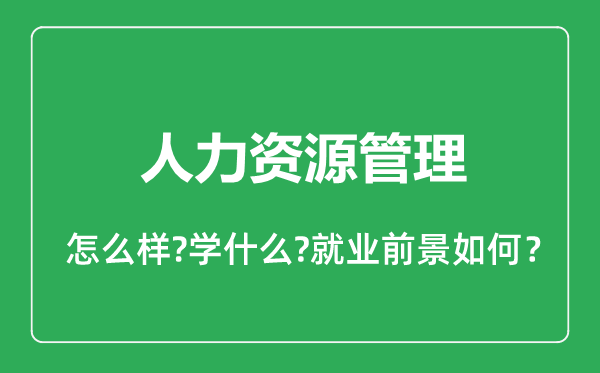 人力资源管理专业怎么样,人力资源管理专业就业方向及前景分析