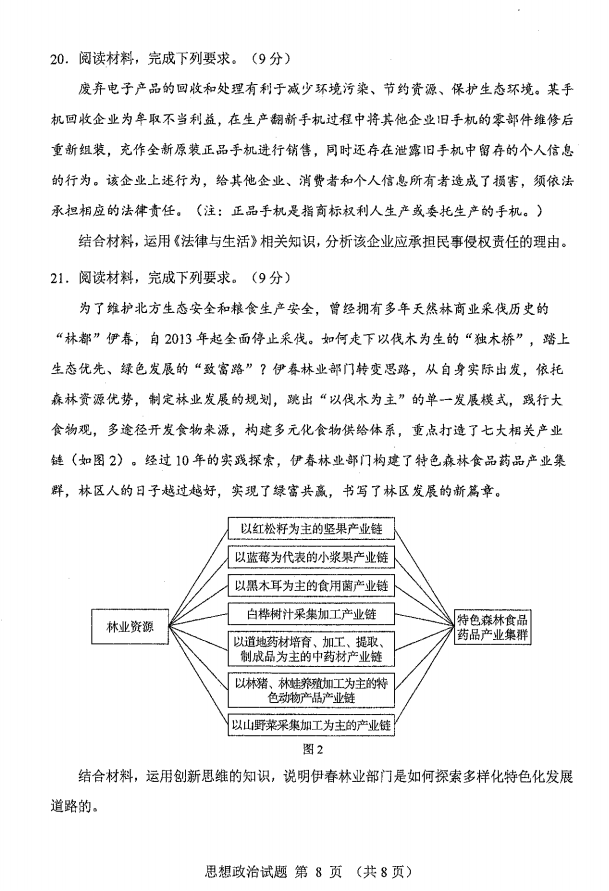 新高考2024七省联考政治试卷及答案解析