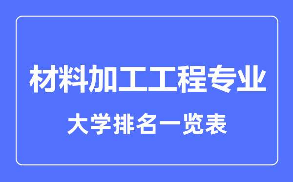 2024年全国材料加工工程专业大学排名一览表