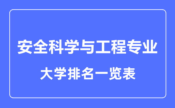 2024年全国安全科学与工程专业大学排名一览表