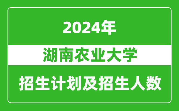 湖南农业大学2024年在河南的招生计划和招生人数