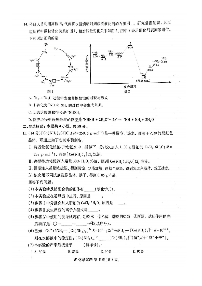 2024年九省联考化学试卷及答案解析