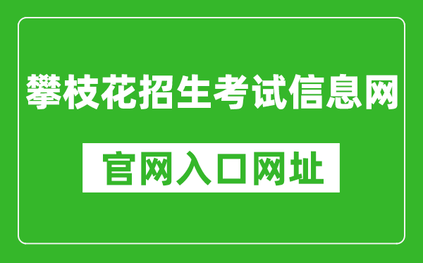 攀枝花招生考试信息网官网入口网址：https://www.pzhzb.cn/